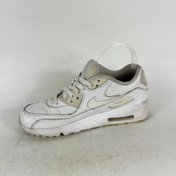 Nike Air Max 90 Boys 7 White Leather Lace Up Running Athletic Shoes 833412-100 - Picture 6 of 10